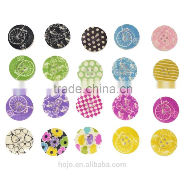 Fashion Vintage Bicycle Printed Green Wooden Buttons 4 Holes 3cm for Fabric photo-2