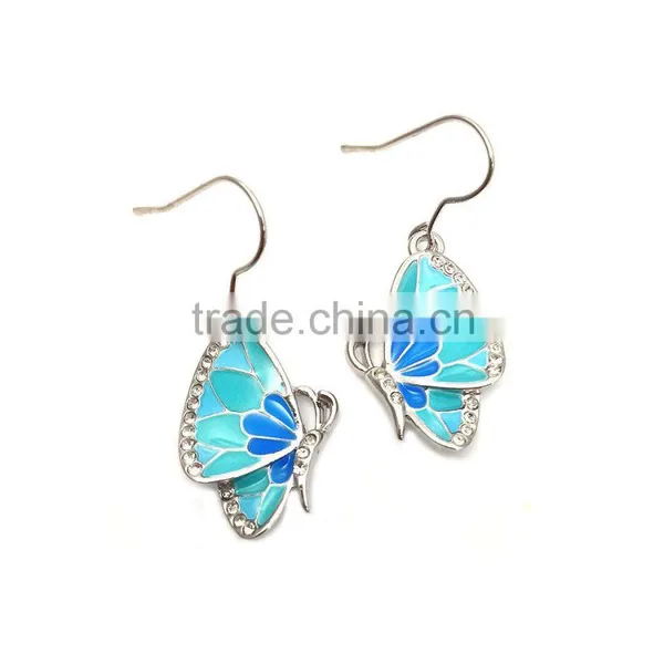 18K White Gold Plated Enamel Enthusiastic Coloring Butterfly Jewelry Sets photo-3