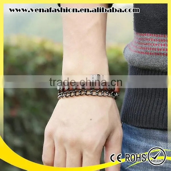 Skull Chain Thick Women Leather Bracelet, Blank Leather Bracelets photo-4