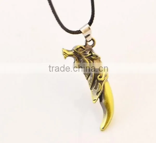 Popular Personality Stainless Steel Bronze Wolf Tooth Pendants Necklace photo-5