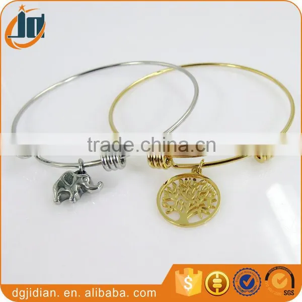 Wholesale Stainless Steel Expandable Wire Bangle With Charm photo-6