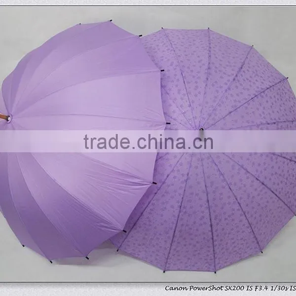23"*16k Manual Open Wooden Staight Umbrella photo-6