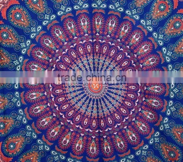 Blue Mandala Tapestry Wholesaler Indian Wall Hanging Tapestry Bedspread Throw Large Wholesale Hippie Bohemian Mandala Tapestry photo-2