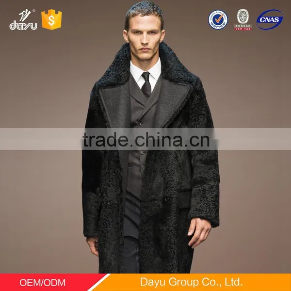 Knee Long Sheepskin Shearling Coat Men Real Leather Sheepskin Jacket Winter Jacket
