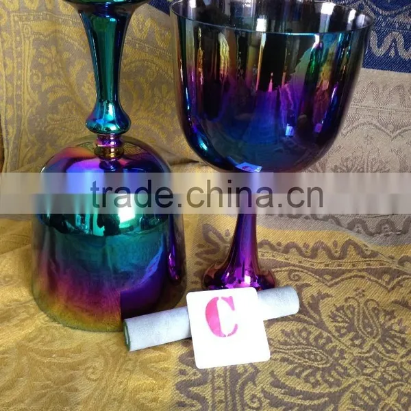 Rainbow Titanium Color Crystal Singing Grail Bowl With 4th Octave C or C# or D or E Note photo-2