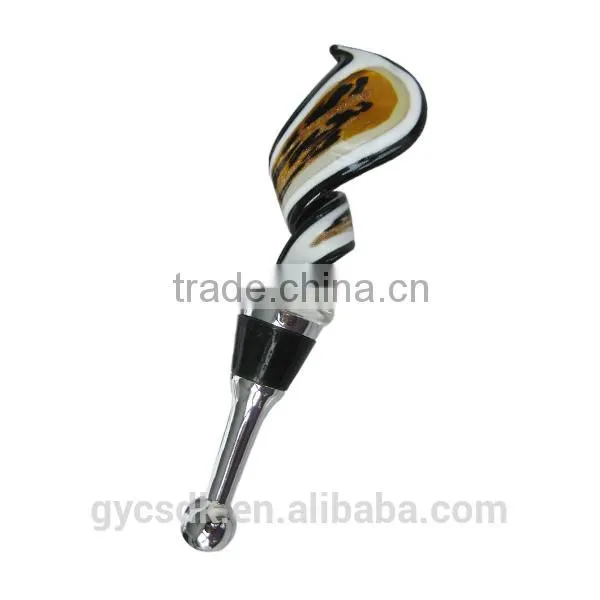 Multi-color Murano Glass Spiral Lampworking Glass Wine Stopper photo-3
