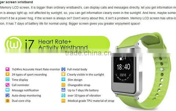 Iwown I7 Smart Wristband Bluetooth 4.0 Smart Bracelet Intelligent Sports Watch Step Sleep Track Caller ID Display photo-3