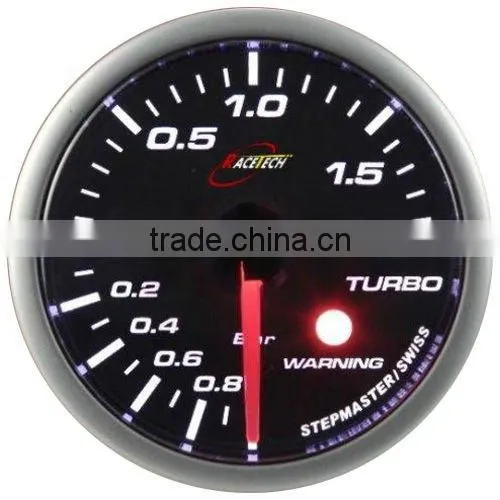 52mm Auto Gauge Smoke Lens / Super White LED Turbo Gauge With Warning Function/made of Swiss Stepper Movement