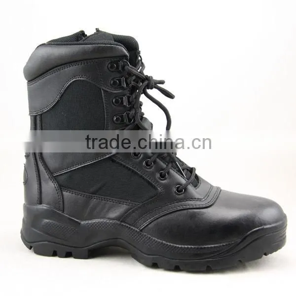 10' Black Leather Military Boots