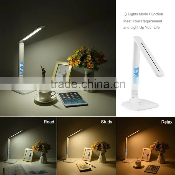 5-level Dimmable Touch Switch Folding LED Desk Lamp (Calendar and Alarm Clock,Temperature) photo-5