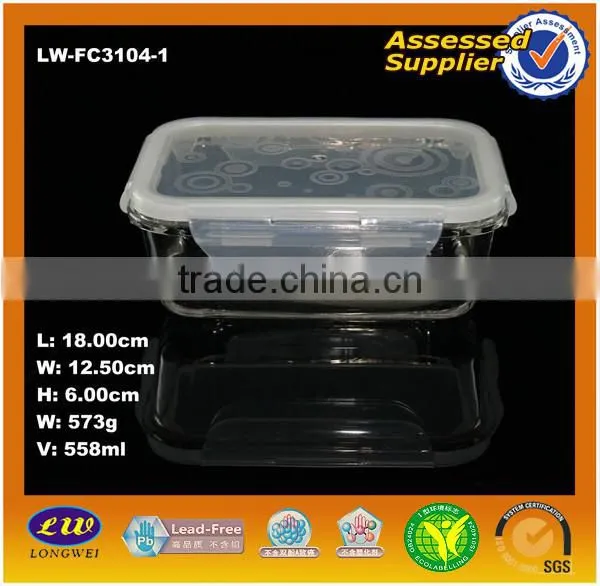 770ML Rectangle High Borosilicate Glass Food Container With Airtight Lid