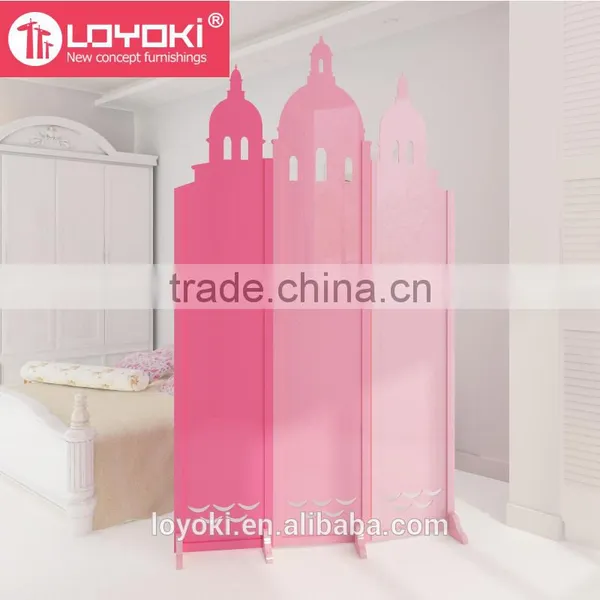 New Design Castle Shape Room Divider Mdf Wood With Carving Flower 3 Panel ROOM DIVIDER photo-2
