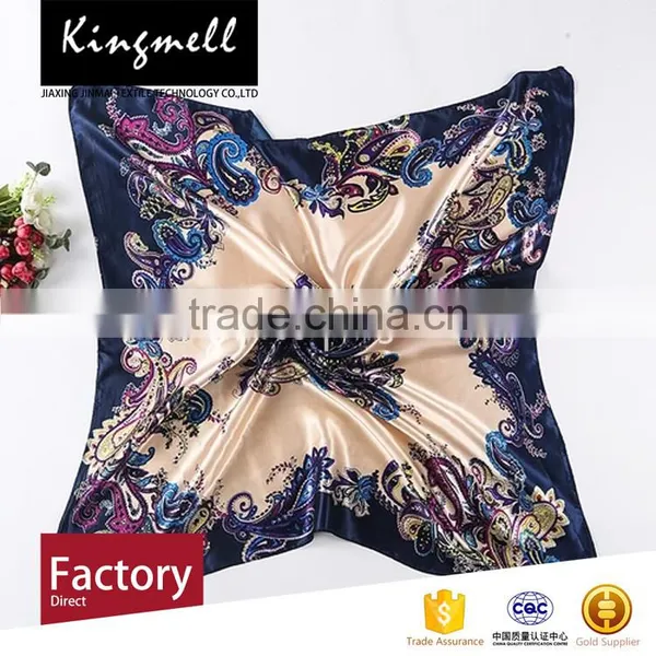 Custom Fashion Bright Color Digital Printed Silk Hijab Scarf photo-3