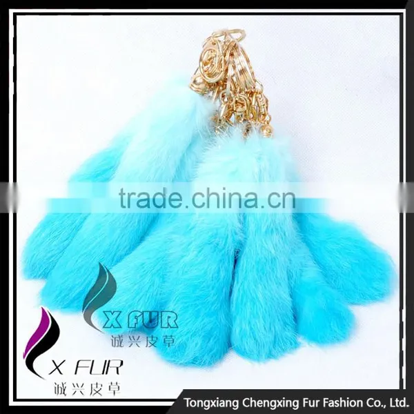 CX-R-39B Good Quality Wholesale Rabbit Fur Metal Custom Keychain Key Ring photo-6