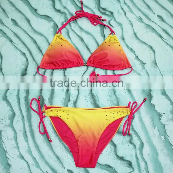 Sun Protect Material Bikinis Trendy Fashion Girls Shiny Swimsuits photo-4