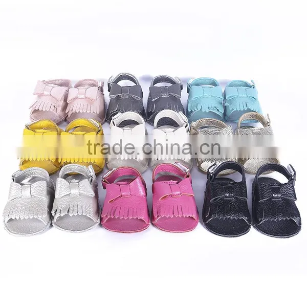 New Design Fringed Genuine Leather Baby Sandals, Baby Fringed Sandals photo-6