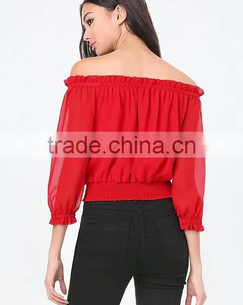 Models Long Sleeve Chiffon Blouse photo-2