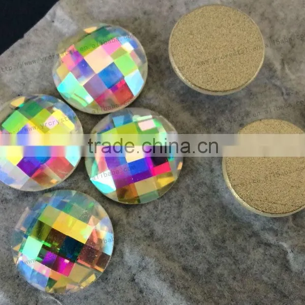 Crystal AB Round Shiny Glass Flat Back Rhinestone Crystal Stone photo-5