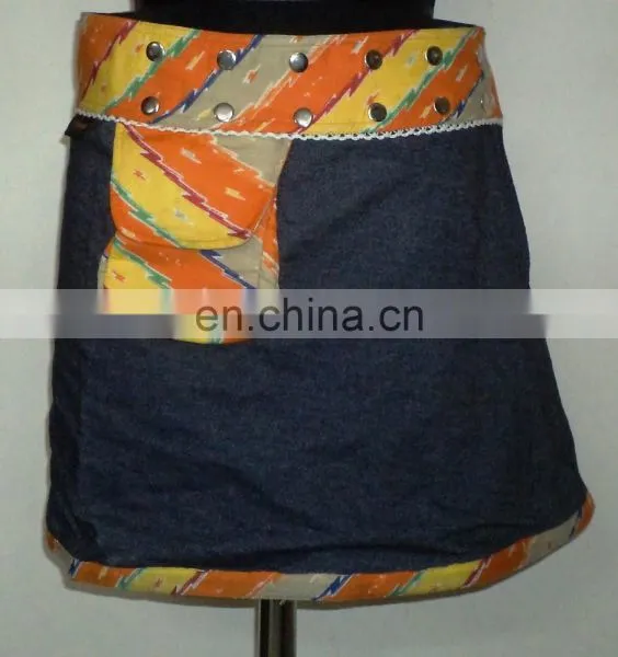 Reversible Denim Wrap Skirt With Pouch photo-2