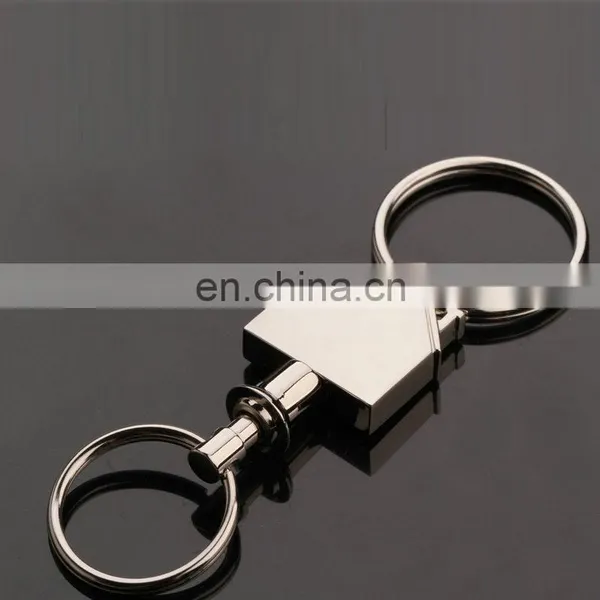 Custom Made House Shaped Blank Metal Keychain With Double Rings photo-3