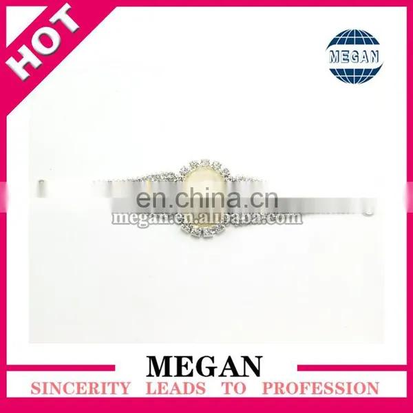 Sliver Rhinestone Connector With Big Pearl for Bikini&crystal Headband Connector photo-2