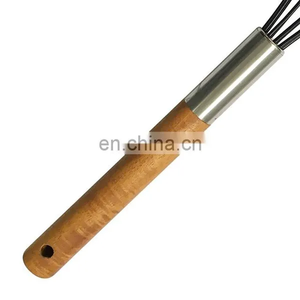 Kitchen Tools Manual Wood Handle Silicone Egg Beater photo-4