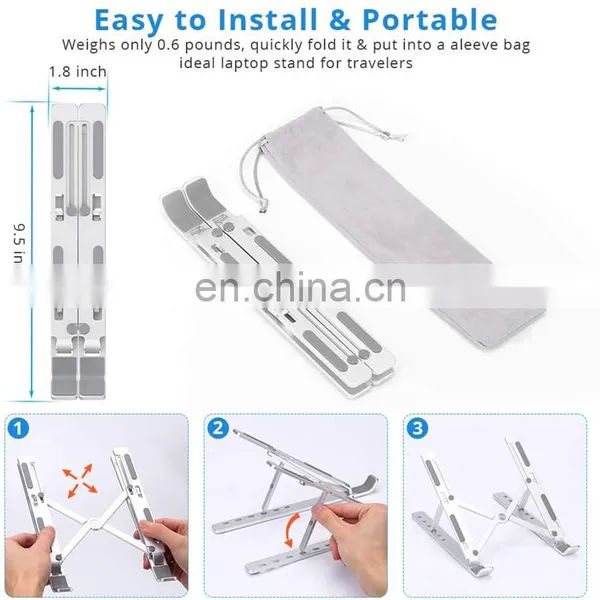 Aluminium Alloy Laptop Stand Portable Phone Holder Foldable Bracket Notebook Stands for 7 to 17 Inch Laptop Tablet photo-5