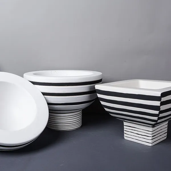 Black And White Zebra-Stripe Nordic Style Unique Ceramic Vase Decortion For Office Hotel photo-5