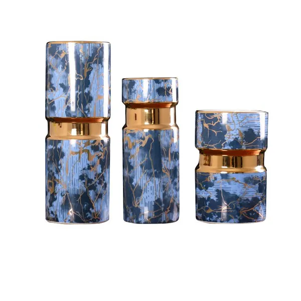 Black Blue Gold Glaze Light Luxury Simple Chinese Jingdezhen Ceramic Vase For Living Room photo-5