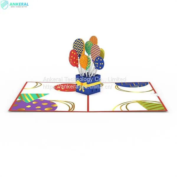 Happy Birthday Balloons 3D Pop-up Card Best Color Printing Birthday Blessing Cards for Kids photo-3