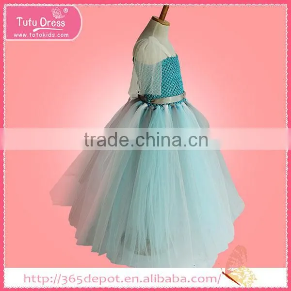 Fancy Cap Sleeve Girls' Dress Silvery Waistband & Gauze Tulle Trail photo-5