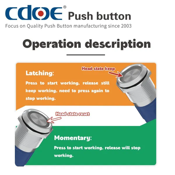 Ip65 22mm ss Ring Illumination Head 1no1nc 6v 5 Pin Push Button Switch Momentary photo-5