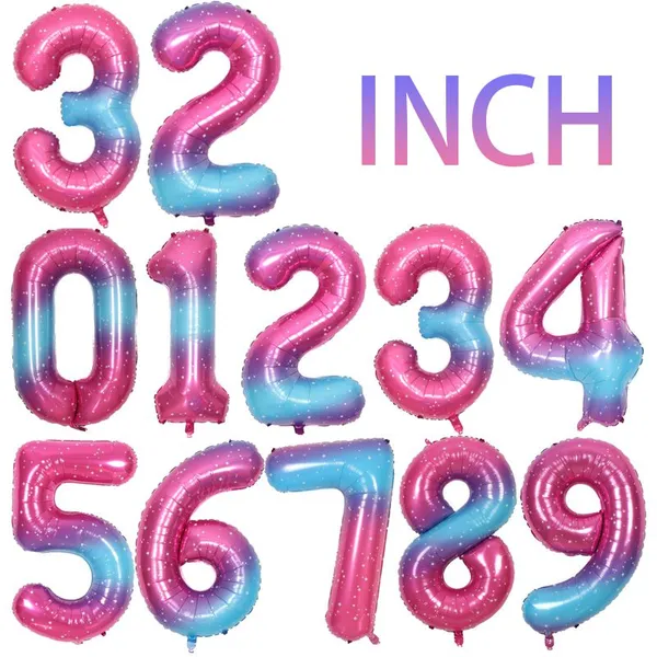Multicolor 16 32 40 Inch Ballon Helium Birthday Globo Party Decoration Large Mylar Gold Silver Balloon Foil Number Balloons photo-3