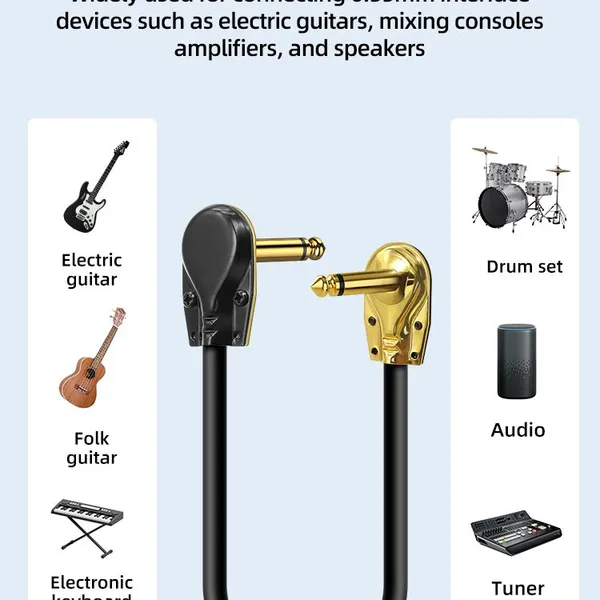 Gold Plated 6.35 Shielded Noise Cancelling Electric Guitar Single Bass Specific Type-C Audio Cable Professional Grade Connection Cable photo-4