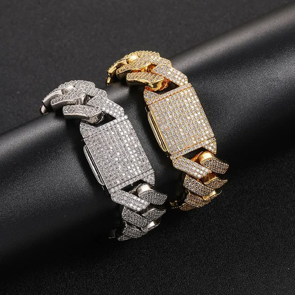 Moissanite Diamond Gold Plated Cuban Link Chain Necklace Christian Religious Bracelet for Men & Women photo-4