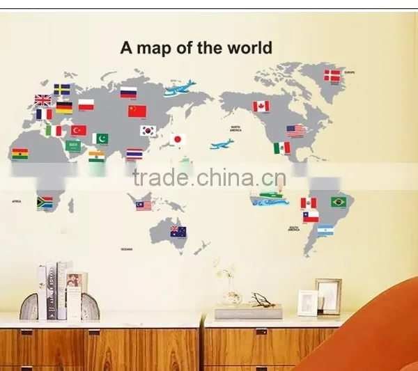 ALFOREVER Hot Sale Wallmap Wall Sticker for Home Decoration,pvc Wallmap Sticker photo-4