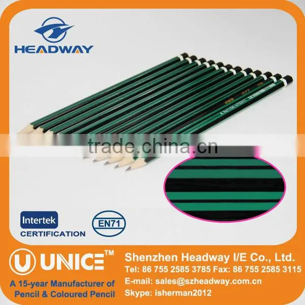 Striped Pencil of School Stationery, Black and Green Striped Pencil