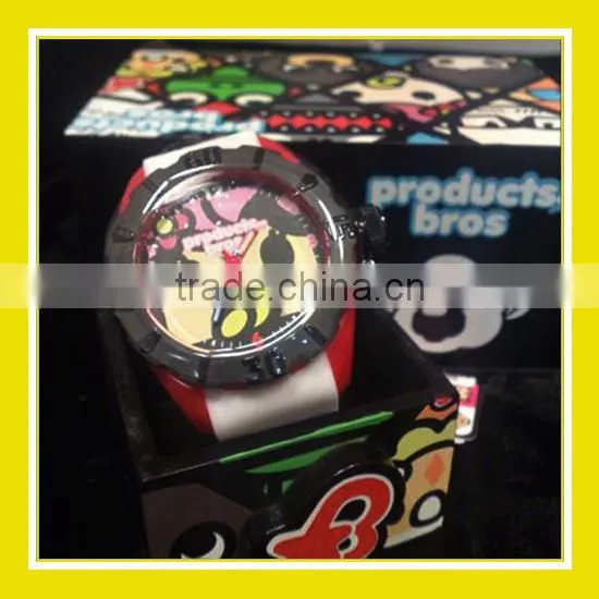 2016 Hot Sell Products Bros Baby Rinne Women Waterproof PVC Band Rubber Wrist White Red Watch