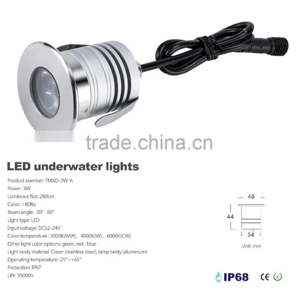 CE FCC and RoHS 3w Ip68 Led Swimming Pool Underwater Light 12v photo-2
