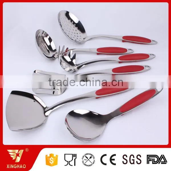 6 Pcs 3 MM Thick Cooking Utensil Set With Red Silicone Handle photo-3