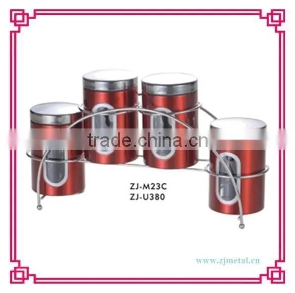 Stainless Steel 4pcs Canister With Rack photo-2