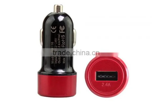 5V 2.4A Colorful Flat Portable Single Reversible USB Port Mobile Phone Auto Car Charger photo-4