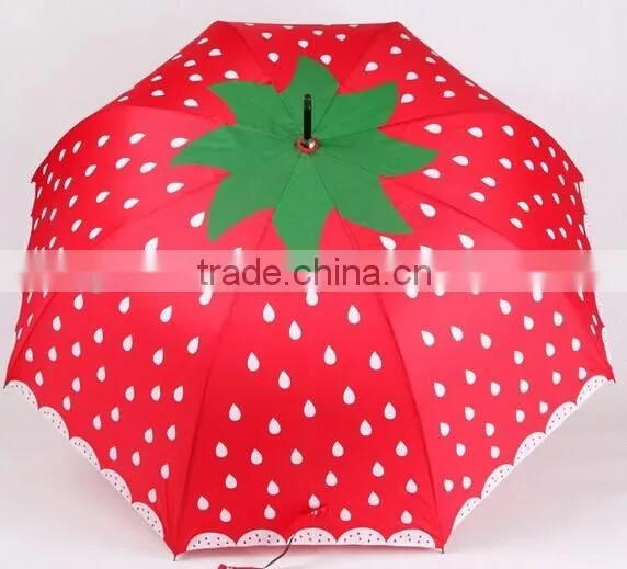 23"*8K New Design Strawberry Printing Screen Straight Umbrella for Sale photo-4