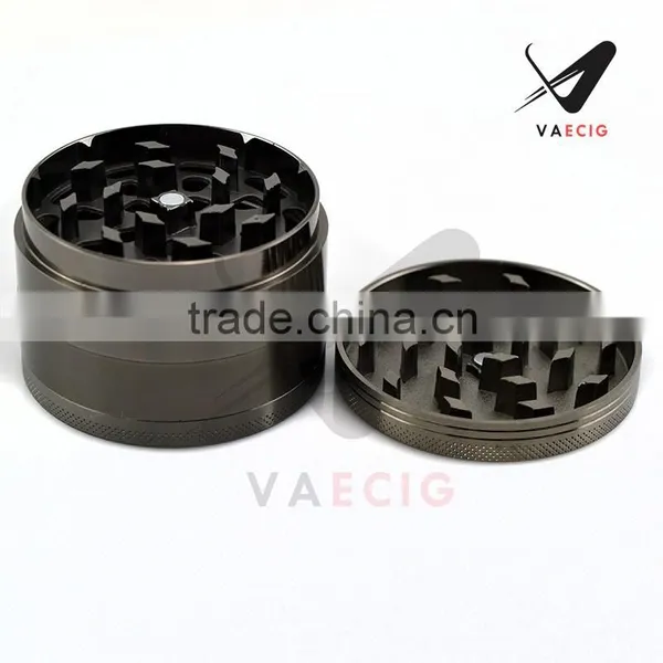 VA High Quality Herb Grinder With Pollen Catcher 4 Piece 2.5" Tobacco Spice Herb Weed Grinder Zinc Alloy Color:Black photo-5