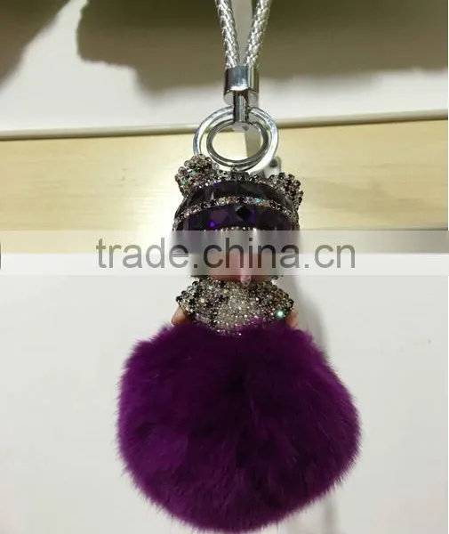 So Cute Keychain Rabbit Fur Pompoms Pretty Rabbit Fur Ball Keychain New Design Keychain With Fur Pompoms