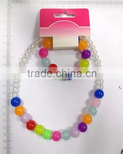 Lovely Multicolor Beaded Necklace Bracelet Set With Little Flowers for Children photo-4