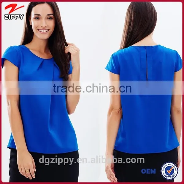 Fashion Women Blouses Wholesale Short Sleeve Women Blue Blouses 2015 Quality Choice