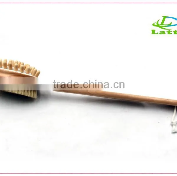 Double Side Wooden Bath Body Brush With Natural Loofah and Bristle Quality Choice