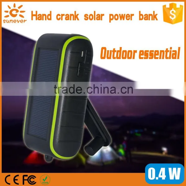 Dual USB 2.1A Portable Solar Mobile Charger in Power Bank, Hand Crank Power Solar Charger photo-3