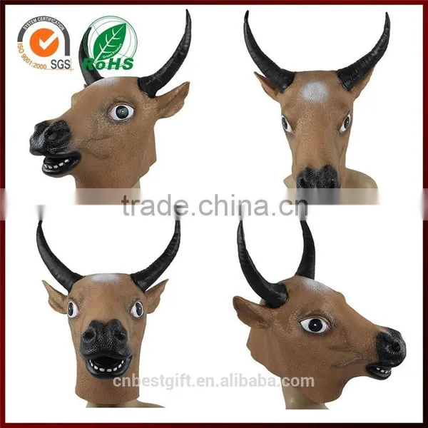 Manufacturers Full Head Rubber Animal Latex OX Bull Mask Halloween Minotaur Party Masks photo-3